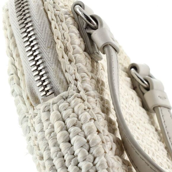 Prada Zip Phone Holder Crossbody Bag Raffia White - Picture 8 of 13